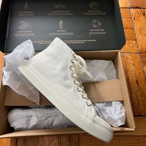 White Canvas High-Top Sneakers